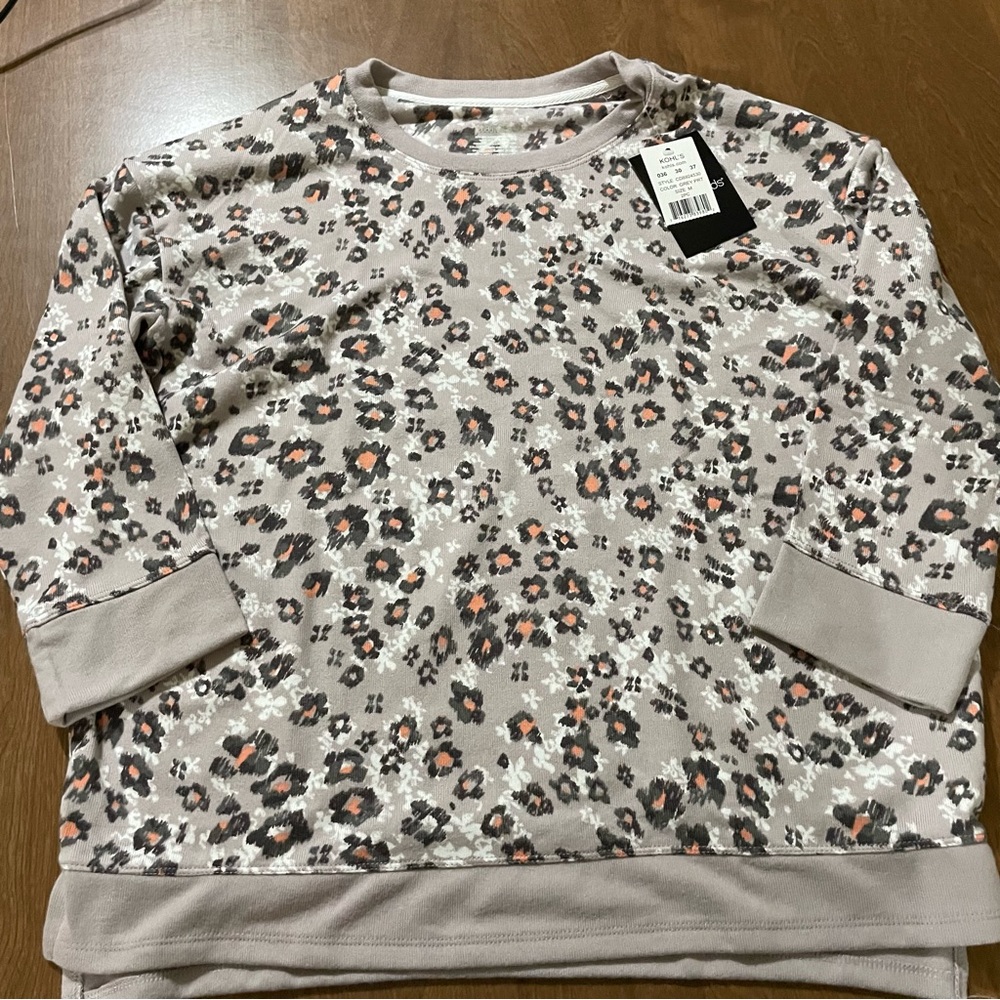 Cuddl Duds Knit Leopard Print Top/Sweeter/Jammies NWT